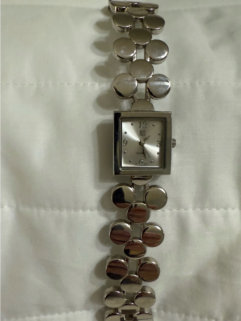 Square Silver Tone Bracelet Watch  Mother Of Pearl Dial